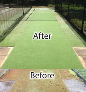 Before and After Cricket Pitch Cleaning